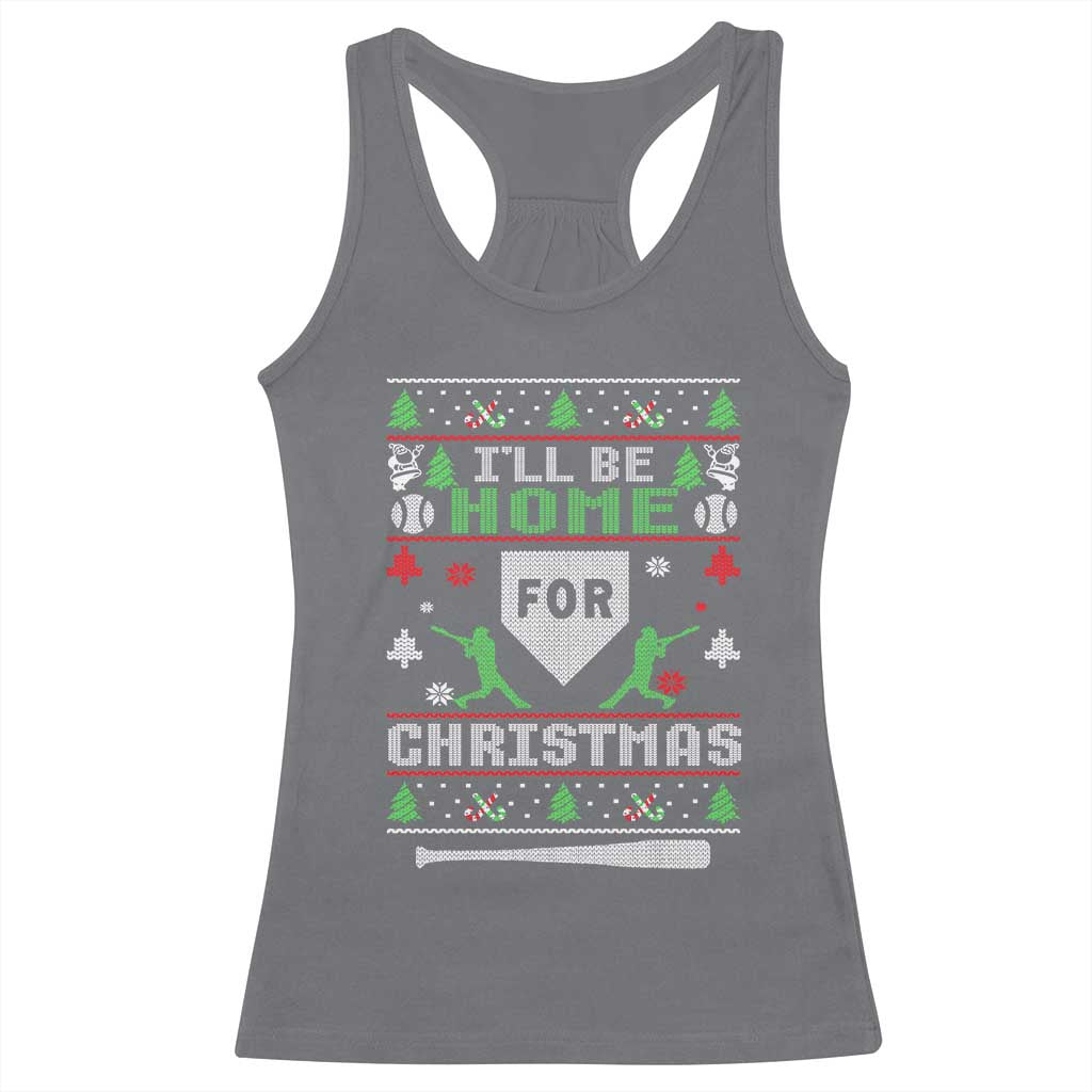 Baseball Ugly Christmas Racerback Tank Top I'll Be Home For Xmas - Wonder Print Shop