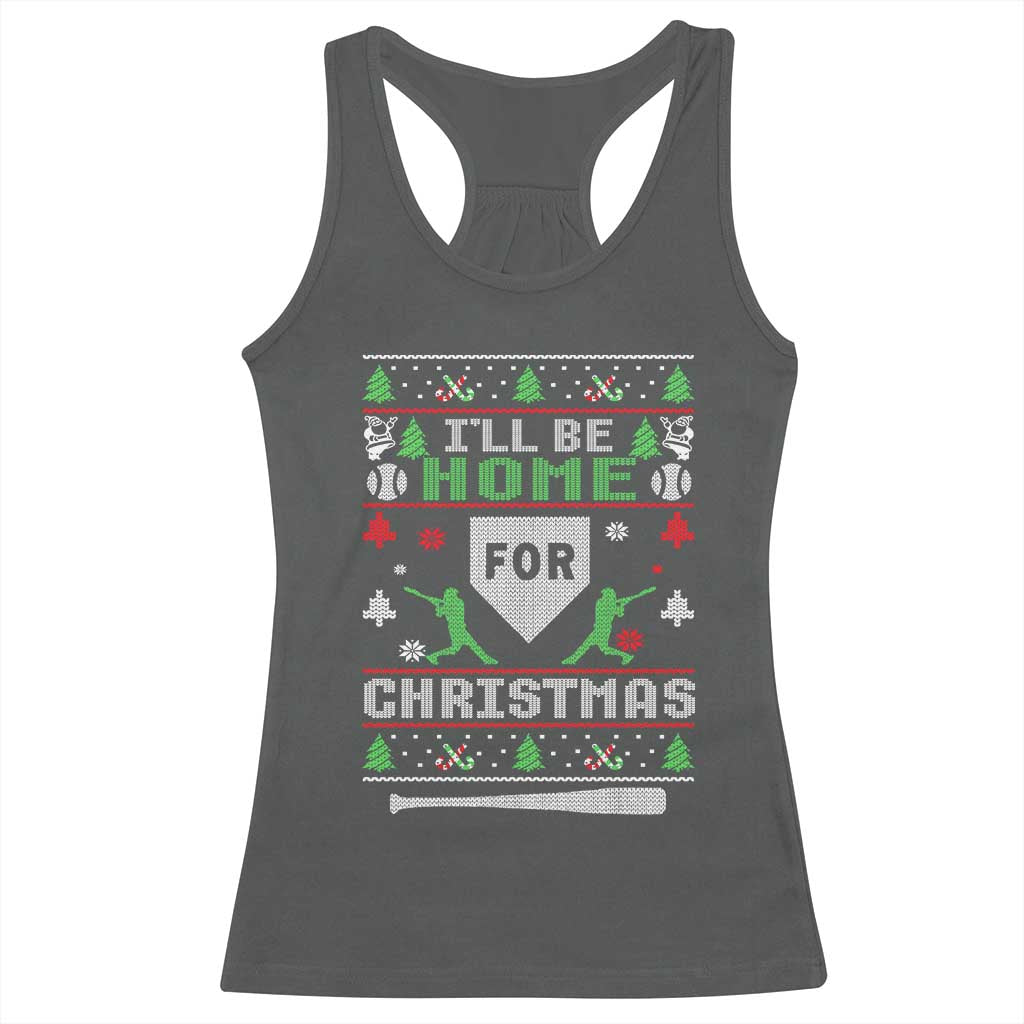 Baseball Ugly Christmas Racerback Tank Top I'll Be Home For Xmas - Wonder Print Shop