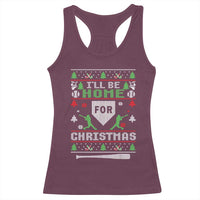 Baseball Ugly Christmas Racerback Tank Top I'll Be Home For Xmas - Wonder Print Shop