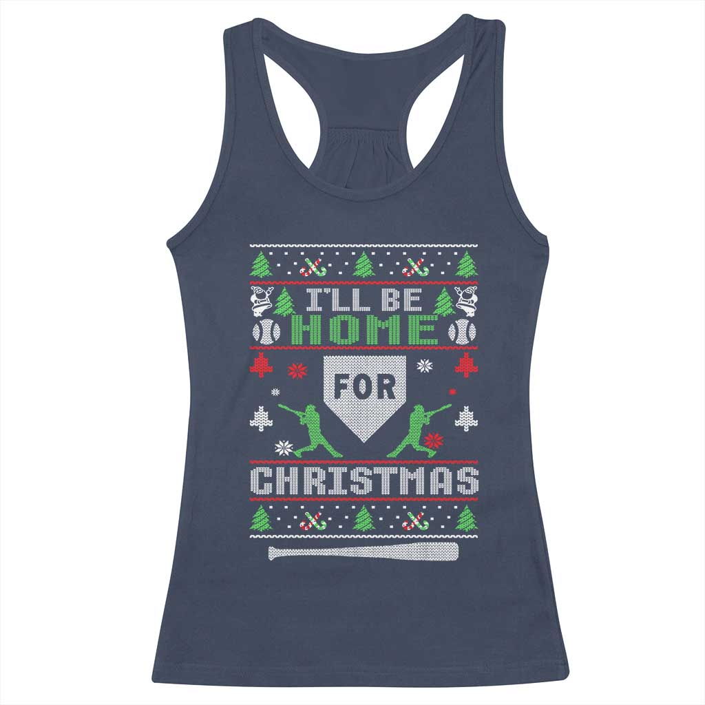 Baseball Ugly Christmas Racerback Tank Top I'll Be Home For Xmas - Wonder Print Shop