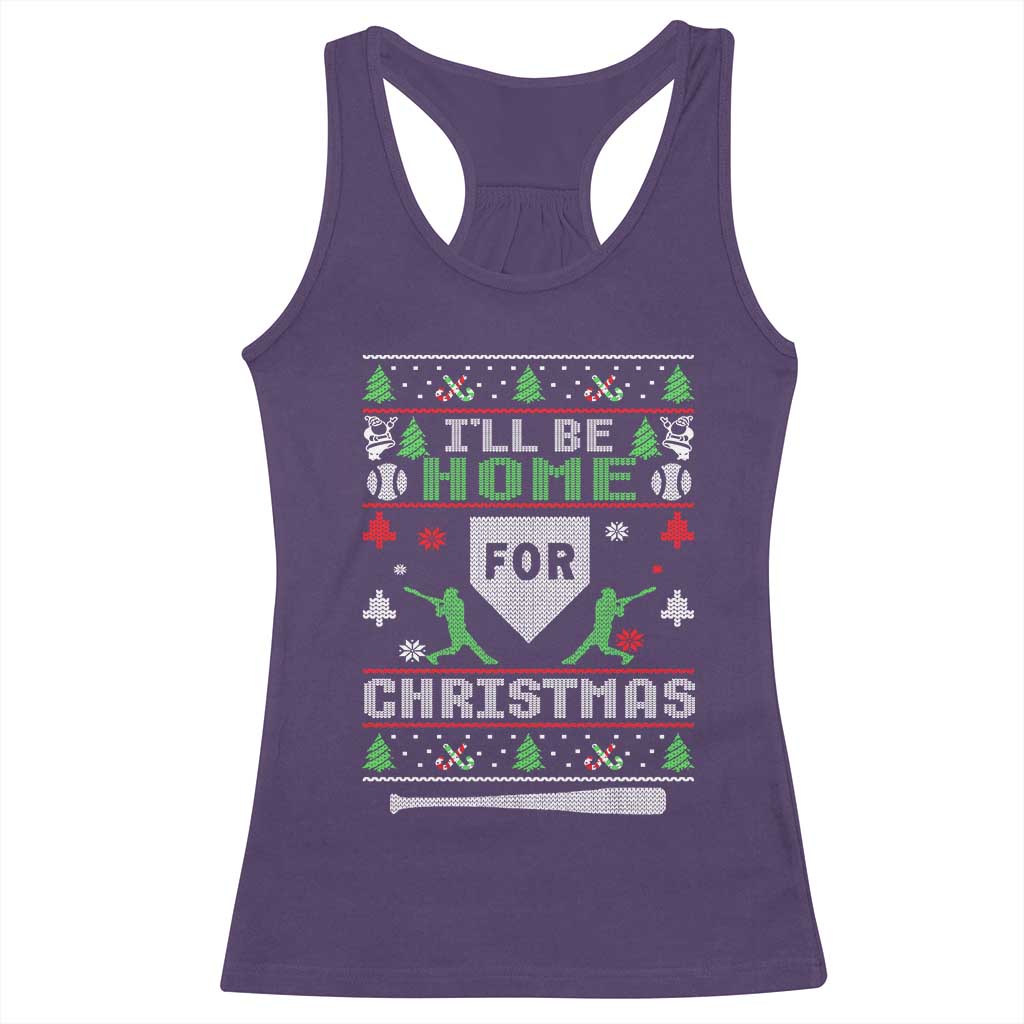 Baseball Ugly Christmas Racerback Tank Top I'll Be Home For Xmas - Wonder Print Shop