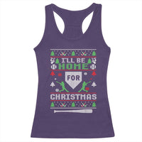 Baseball Ugly Christmas Racerback Tank Top I'll Be Home For Xmas - Wonder Print Shop