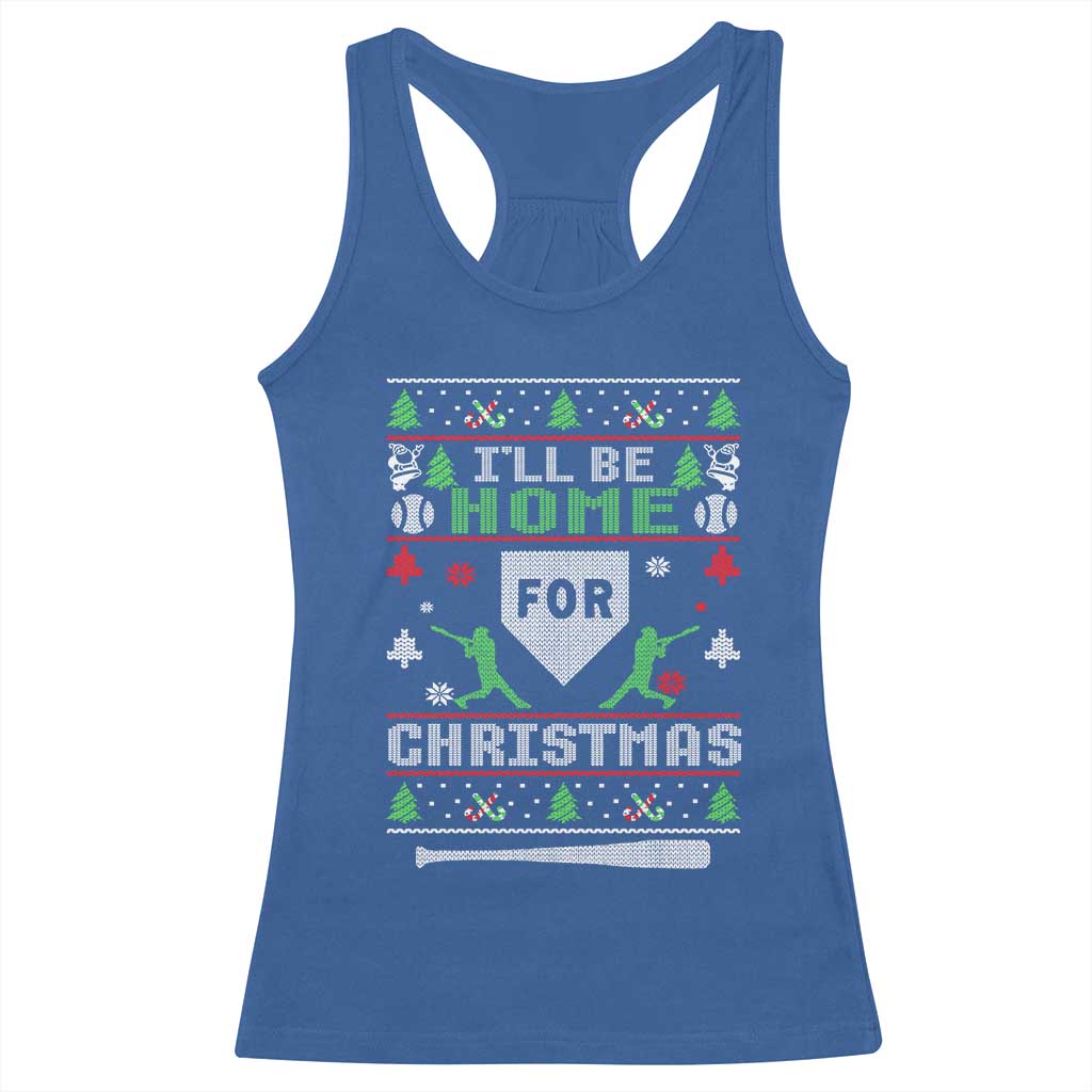 Baseball Ugly Christmas Racerback Tank Top I'll Be Home For Xmas - Wonder Print Shop