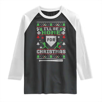 Baseball Ugly Christmas Raglan Shirt I'll Be Home For Xmas - Wonder Print Shop