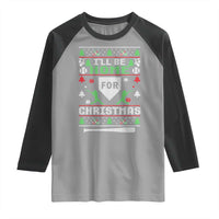 Baseball Ugly Christmas Raglan Shirt I'll Be Home For Xmas - Wonder Print Shop