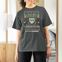 Baseball Ugly Christmas T Shirt For Women I'll Be Home For Xmas - Wonder Print Shop
