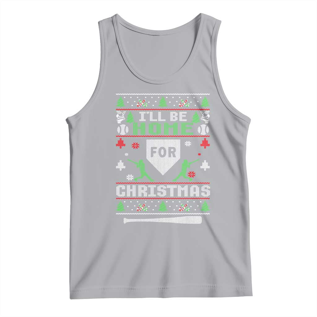 Baseball Ugly Christmas Tank Top I'll Be Home For Xmas - Wonder Print Shop