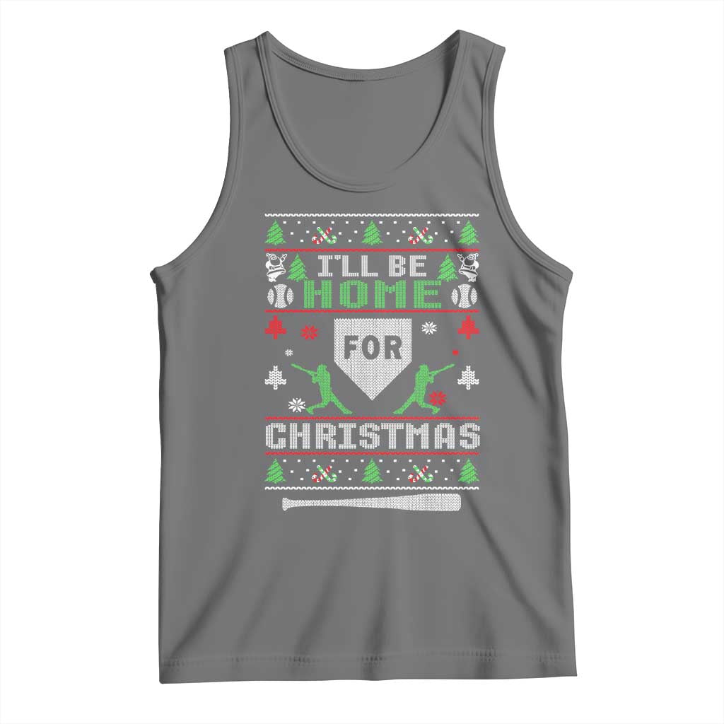 Baseball Ugly Christmas Tank Top I'll Be Home For Xmas - Wonder Print Shop