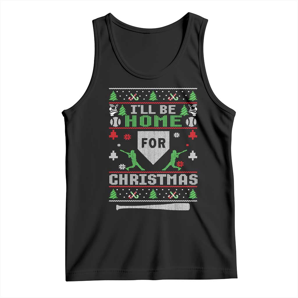 Baseball Ugly Christmas Tank Top I'll Be Home For Xmas - Wonder Print Shop