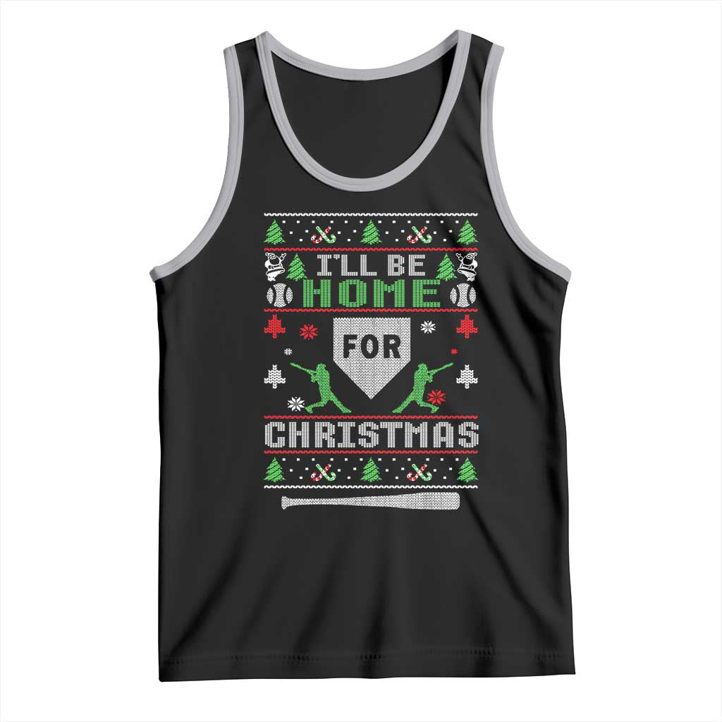 Baseball Ugly Christmas Tank Top I'll Be Home For Xmas - Wonder Print Shop