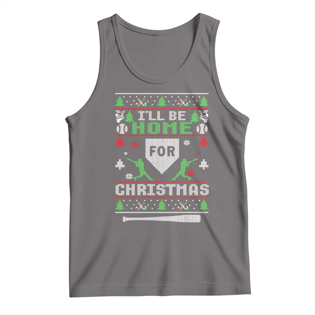 Baseball Ugly Christmas Tank Top I'll Be Home For Xmas - Wonder Print Shop