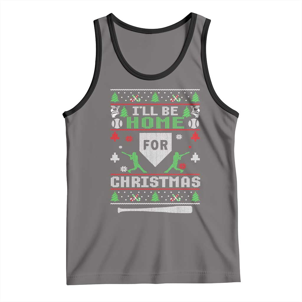 Baseball Ugly Christmas Tank Top I'll Be Home For Xmas - Wonder Print Shop