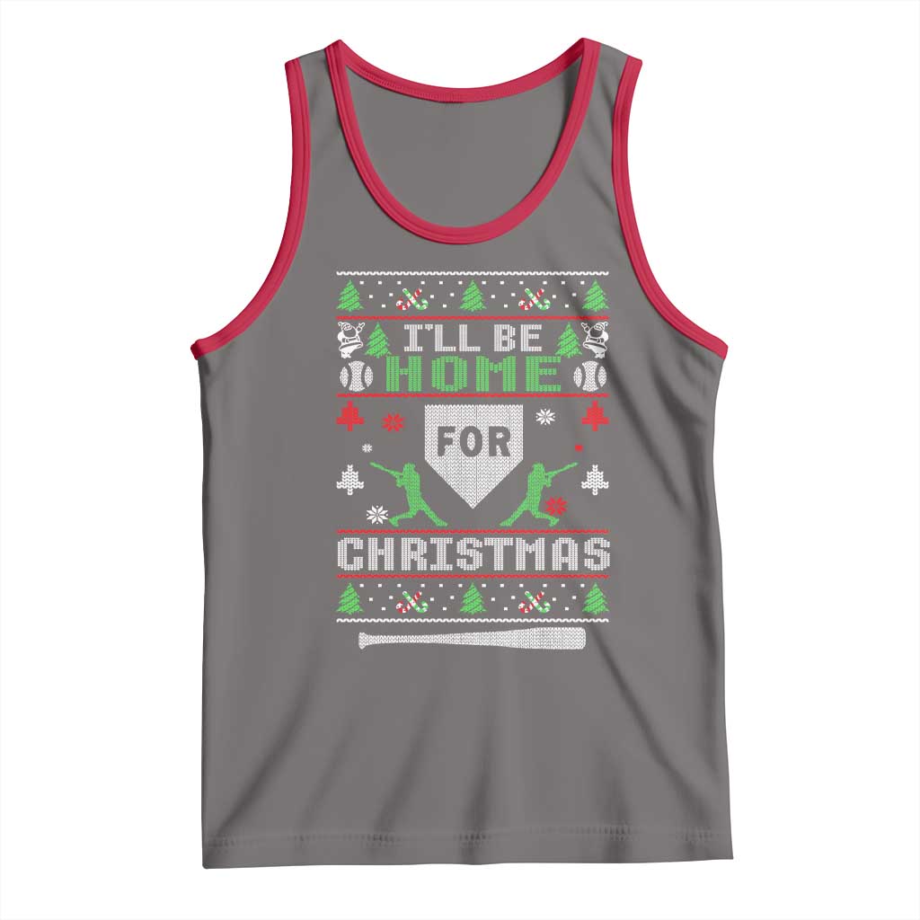 Baseball Ugly Christmas Tank Top I'll Be Home For Xmas - Wonder Print Shop