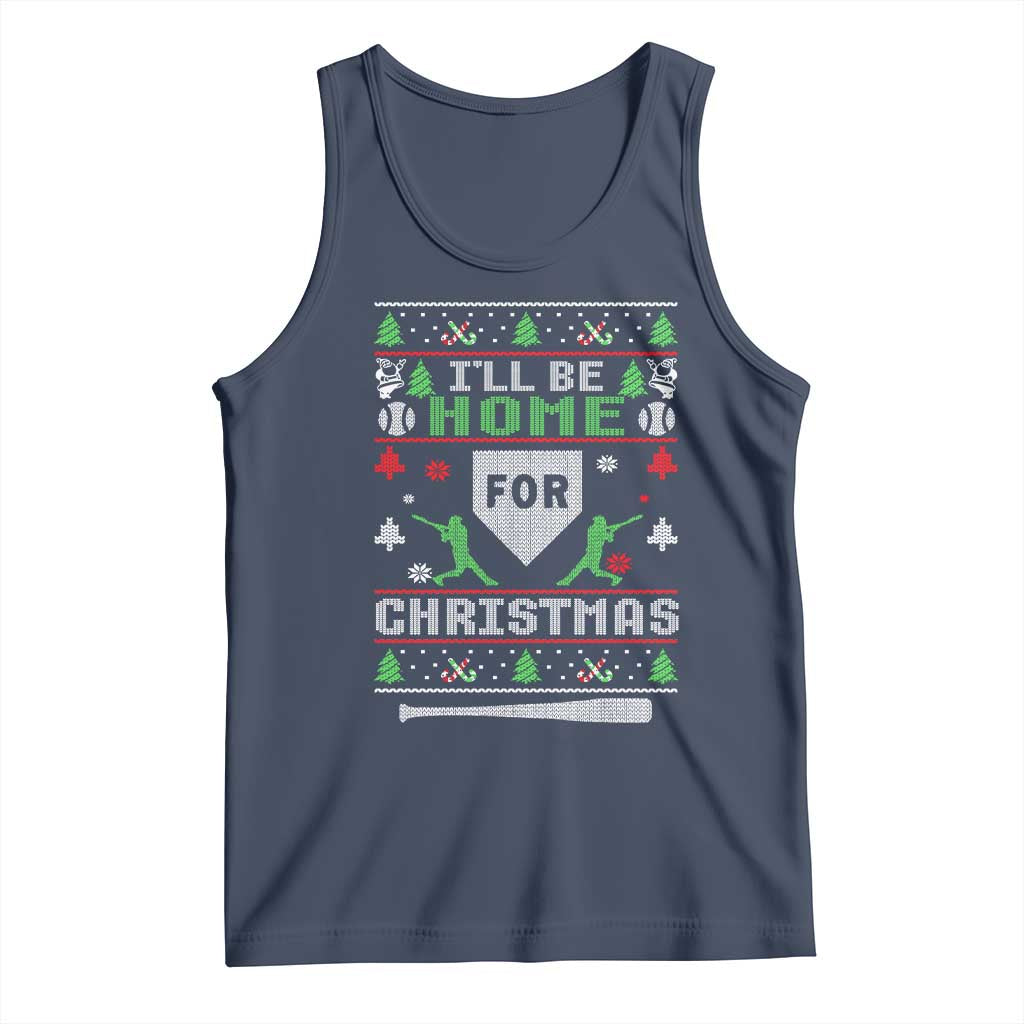 Baseball Ugly Christmas Tank Top I'll Be Home For Xmas - Wonder Print Shop