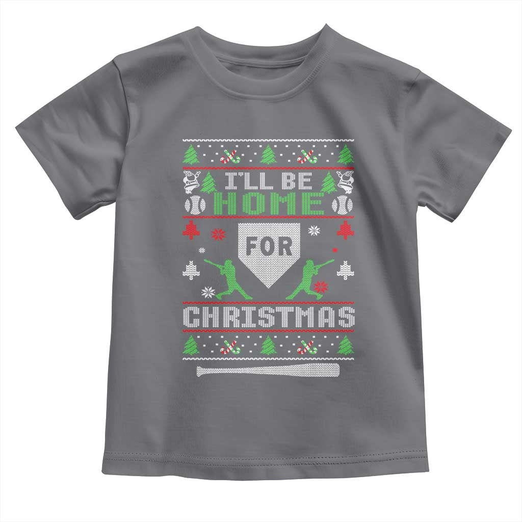 Baseball Ugly Christmas Toddler T Shirt I'll Be Home For Xmas - Wonder Print Shop