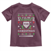 Baseball Ugly Christmas Toddler T Shirt I'll Be Home For Xmas - Wonder Print Shop