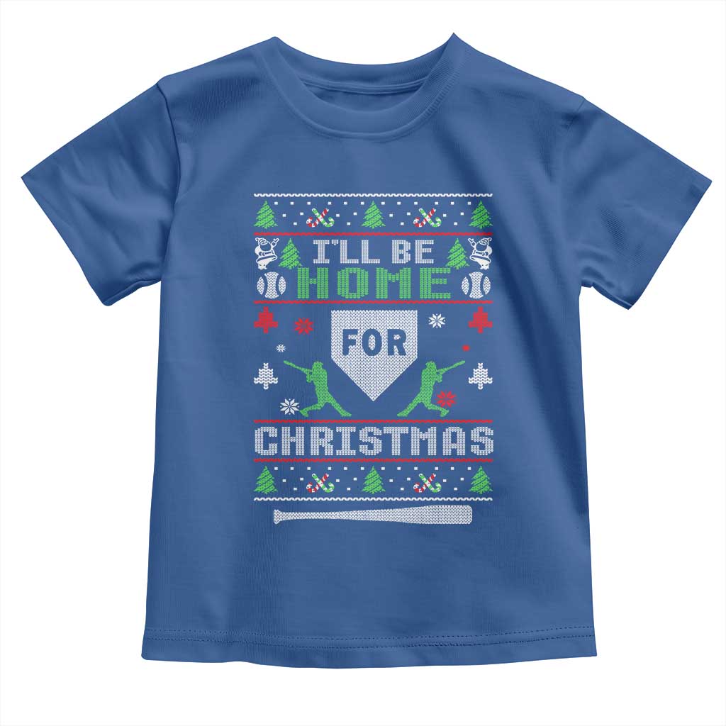 Baseball Ugly Christmas Toddler T Shirt I'll Be Home For Xmas - Wonder Print Shop