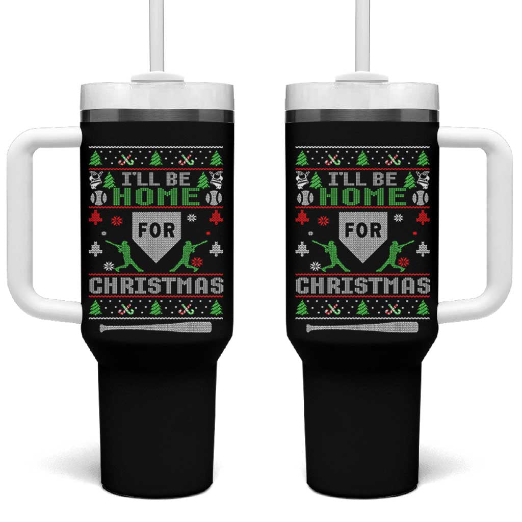Baseball Ugly Christmas Tumbler With Handle I'll Be Home For Xmas - Wonder Print Shop