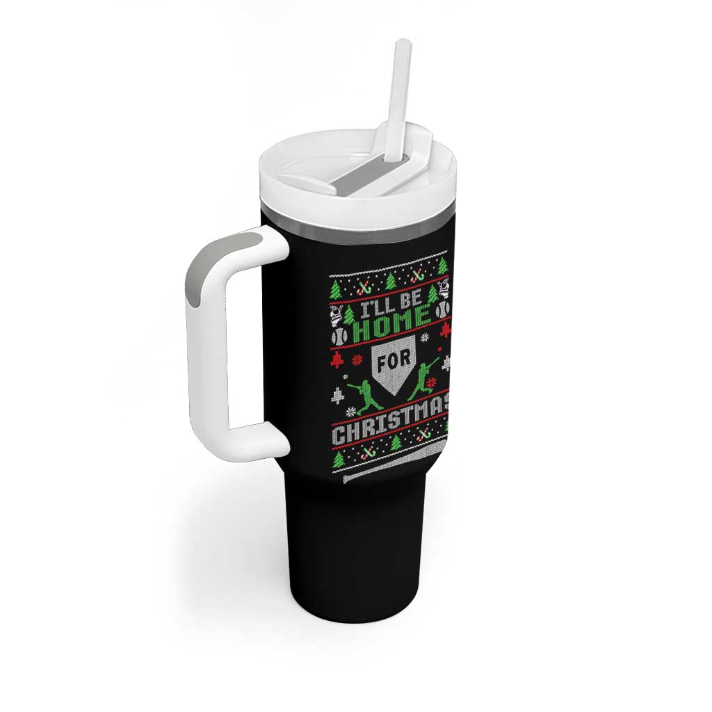 Baseball Ugly Christmas Tumbler With Handle I'll Be Home For Xmas - Wonder Print Shop