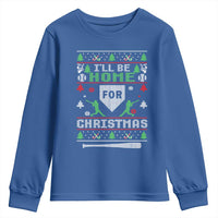 Baseball Ugly Christmas Youth Sweatshirt I'll Be Home For Xmas - Wonder Print Shop