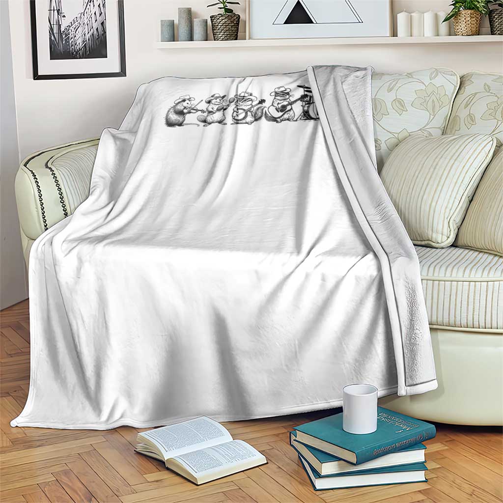 Animal Band Throw Blanket Funny Forest Animals Playing Instruments Vintage Music Lovers - Wonder Print Shop