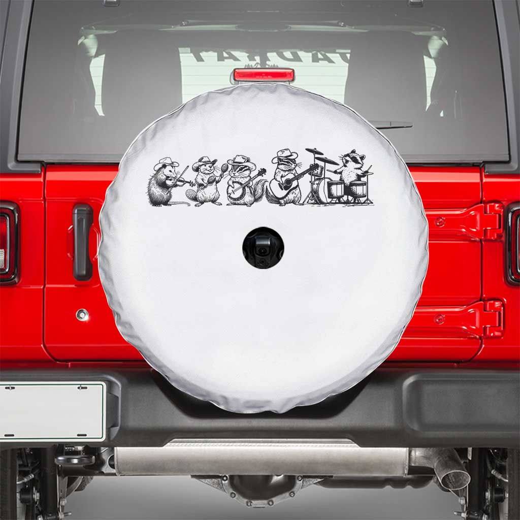 Animal Band Spare Tire Cover Funny Forest Animals Playing Instruments Vintage Music Lovers - Wonder Print Shop