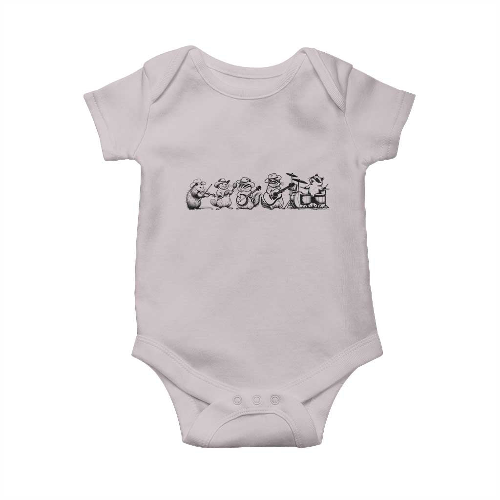 Animal Band Baby Onesie Funny Forest Animals Playing Instruments Vintage Music Lovers - Wonder Print Shop