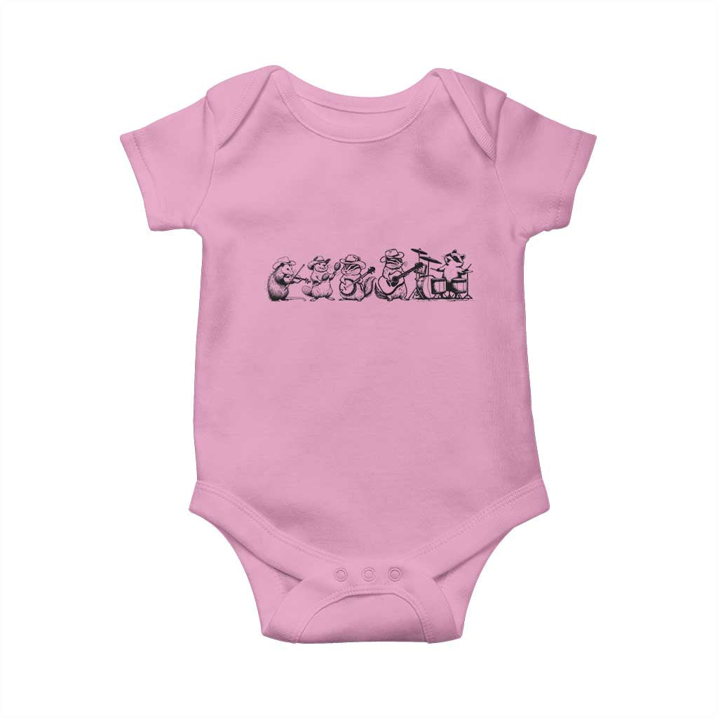 Animal Band Baby Onesie Funny Forest Animals Playing Instruments Vintage Music Lovers - Wonder Print Shop