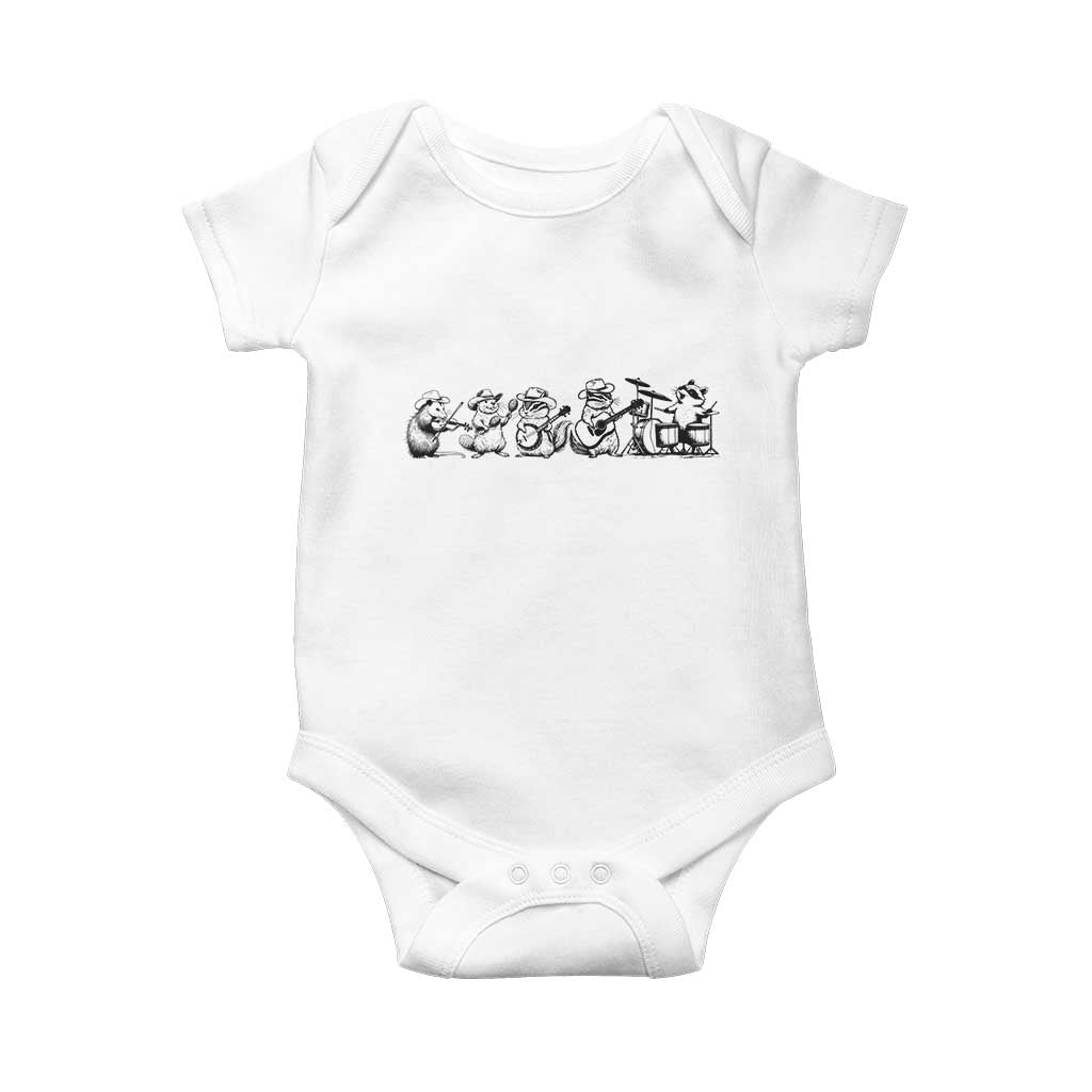 Animal Band Baby Onesie Funny Forest Animals Playing Instruments Vintage Music Lovers - Wonder Print Shop