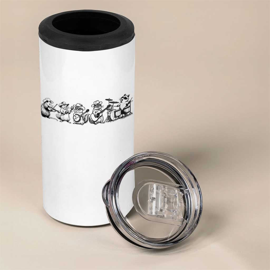 Animal Band 4 in 1 Can Cooler Tumbler Funny Forest Animals Playing Instruments Vintage Music Lovers - Wonder Print Shop
