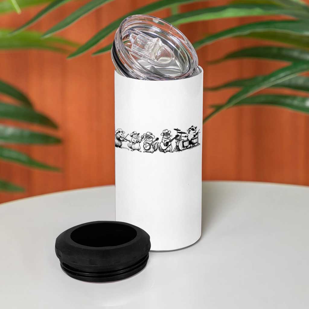 Animal Band 4 in 1 Can Cooler Tumbler Funny Forest Animals Playing Instruments Vintage Music Lovers - Wonder Print Shop