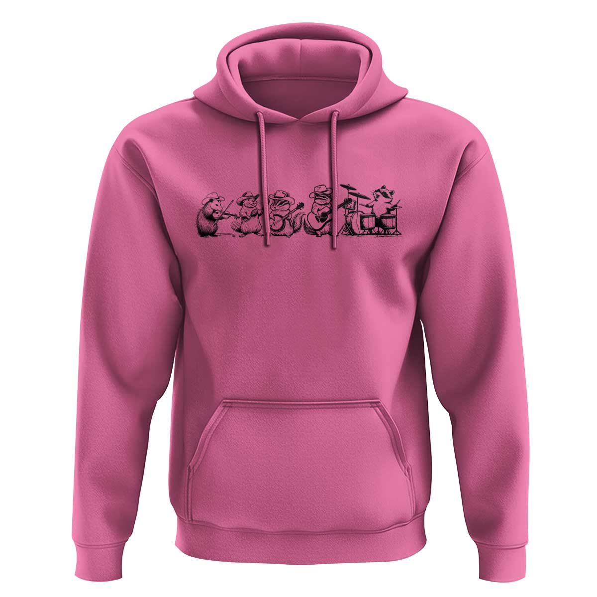 Animal Band Hoodie Funny Forest Animals Playing Instruments Vintage Music Lovers - Wonder Print Shop