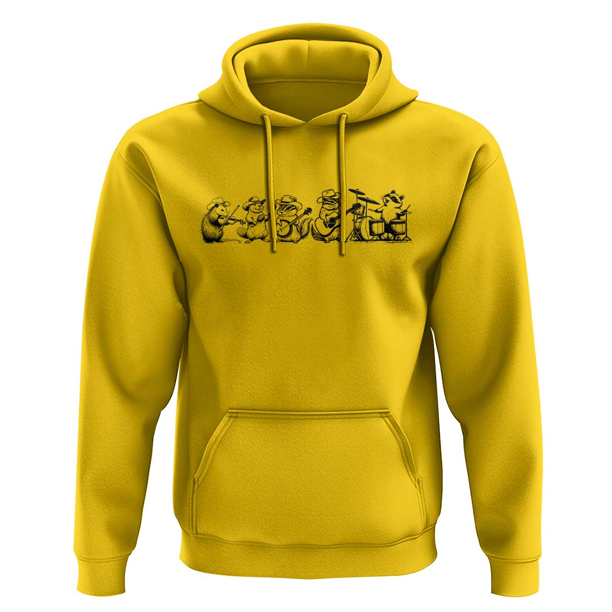 Animal Band Hoodie Funny Forest Animals Playing Instruments Vintage Music Lovers - Wonder Print Shop