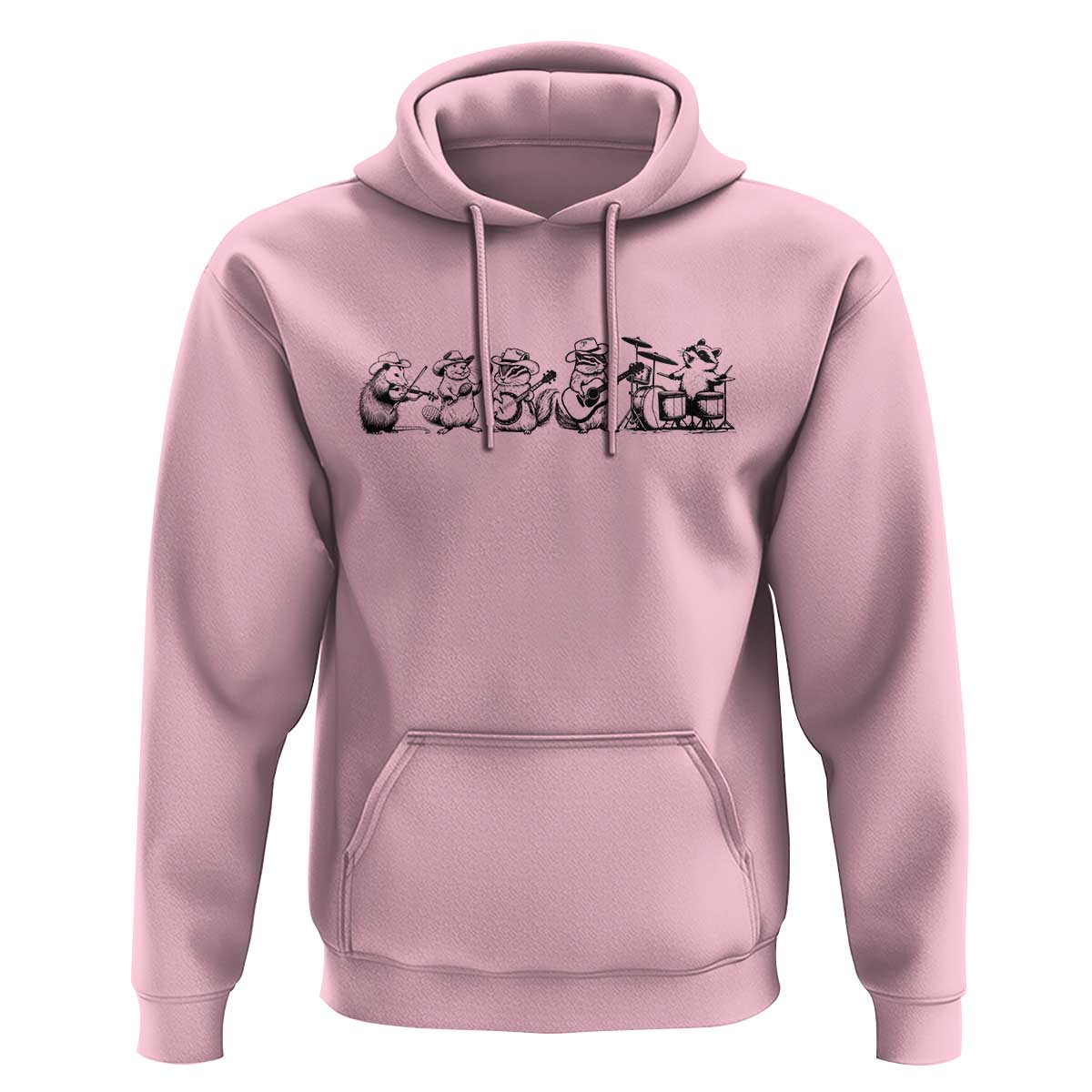 Animal Band Hoodie Funny Forest Animals Playing Instruments Vintage Music Lovers - Wonder Print Shop