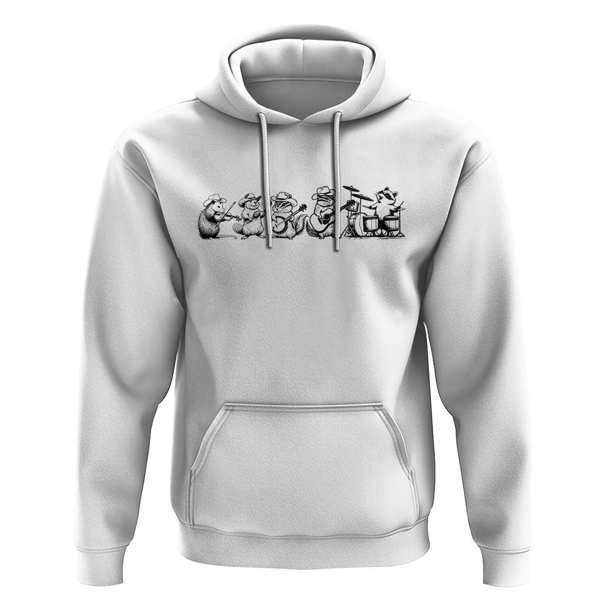 Animal Band Hoodie Funny Forest Animals Playing Instruments Vintage Music Lovers - Wonder Print Shop