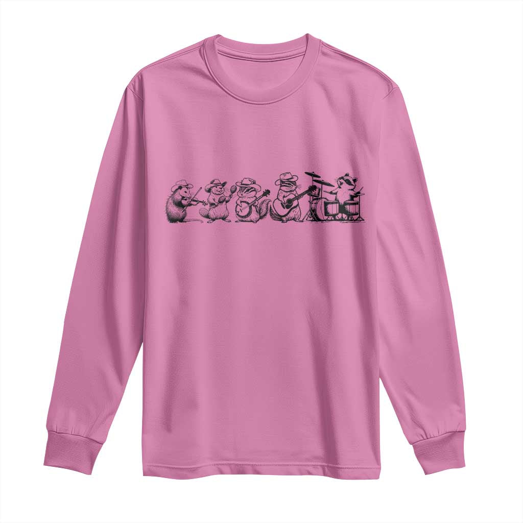 Animal Band Long Sleeve Shirt Funny Forest Animals Playing Instruments Vintage Music Lovers - Wonder Print Shop
