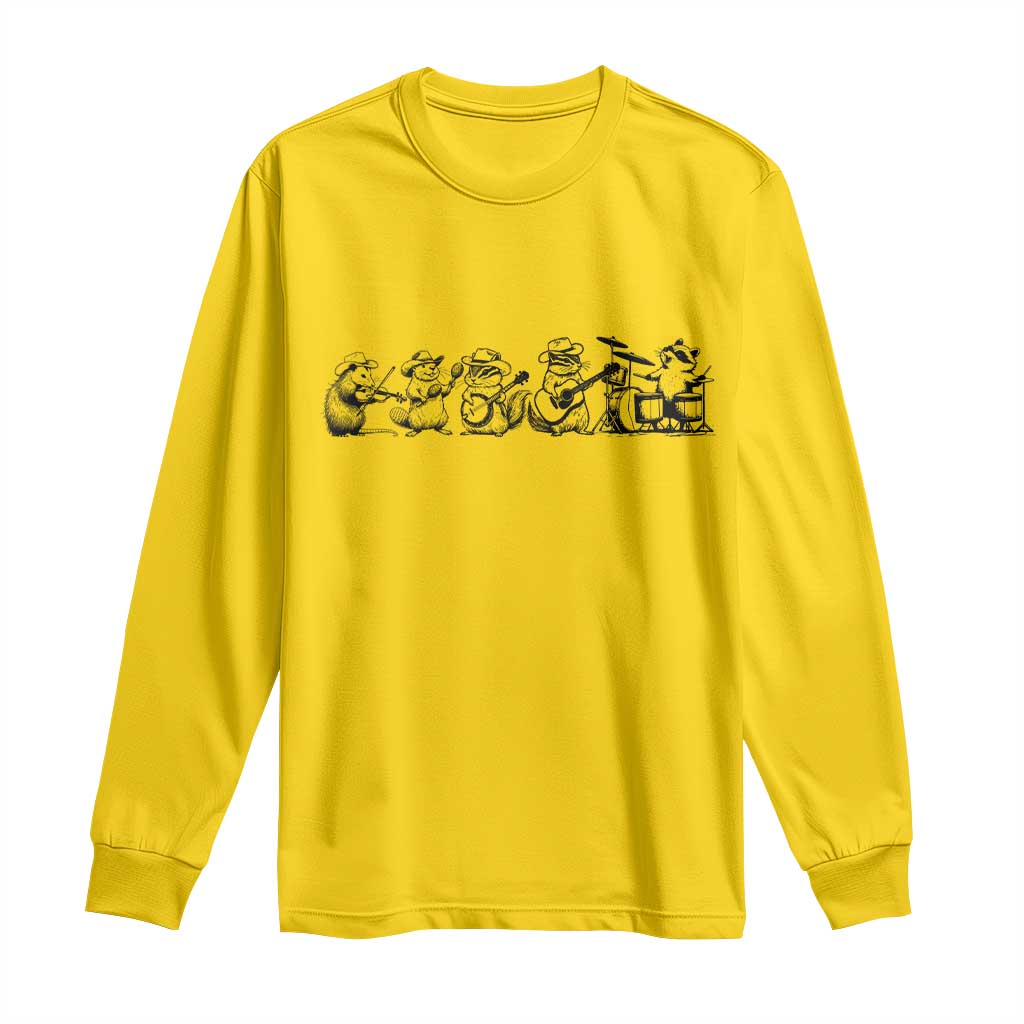 Animal Band Long Sleeve Shirt Funny Forest Animals Playing Instruments Vintage Music Lovers - Wonder Print Shop