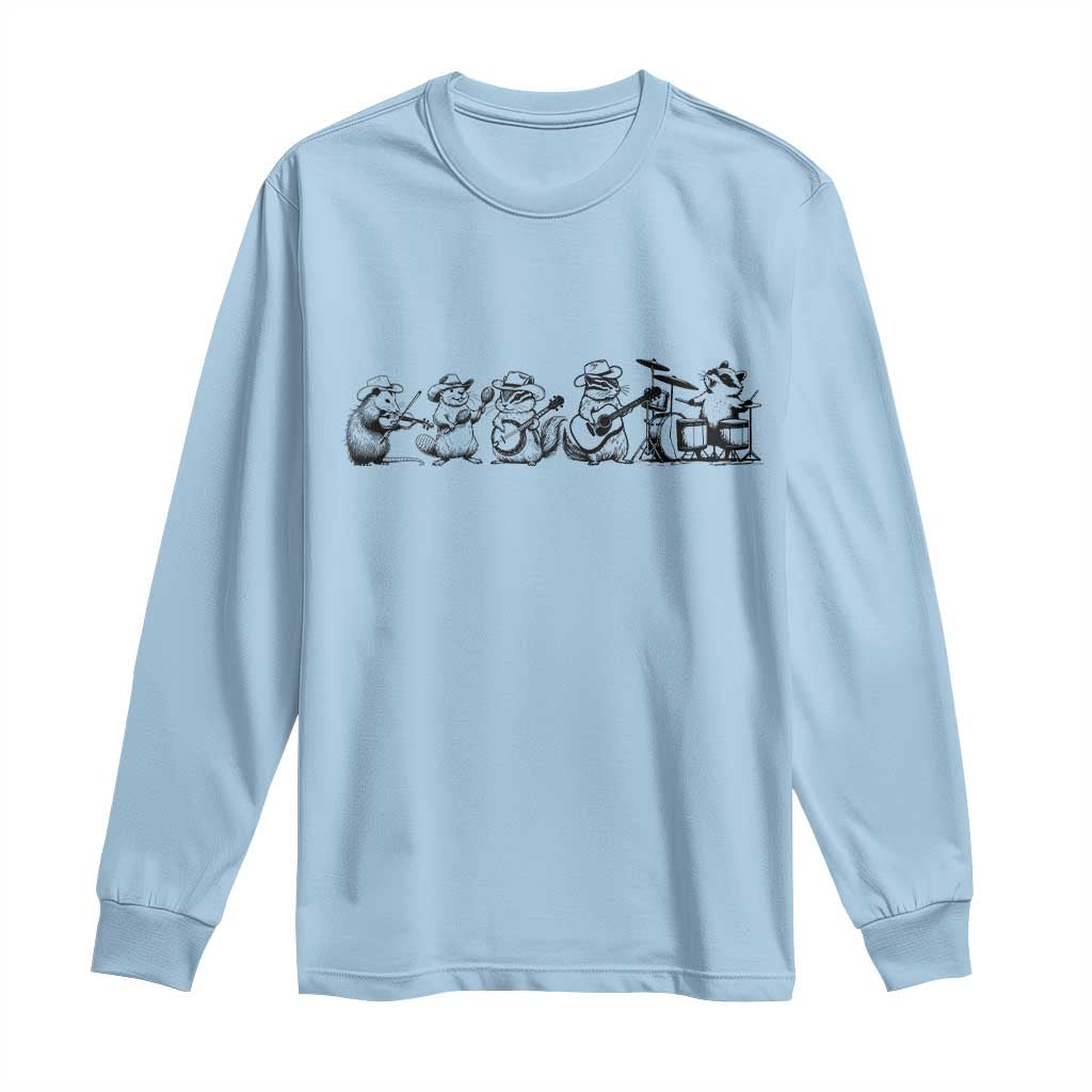 Animal Band Long Sleeve Shirt Funny Forest Animals Playing Instruments Vintage Music Lovers - Wonder Print Shop