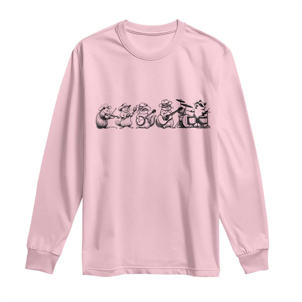 Animal Band Long Sleeve Shirt Funny Forest Animals Playing Instruments Vintage Music Lovers - Wonder Print Shop