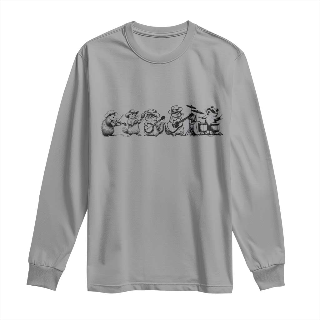 Animal Band Long Sleeve Shirt Funny Forest Animals Playing Instruments Vintage Music Lovers - Wonder Print Shop