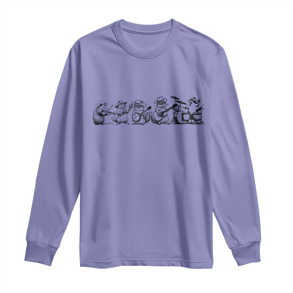 Animal Band Long Sleeve Shirt Funny Forest Animals Playing Instruments Vintage Music Lovers - Wonder Print Shop
