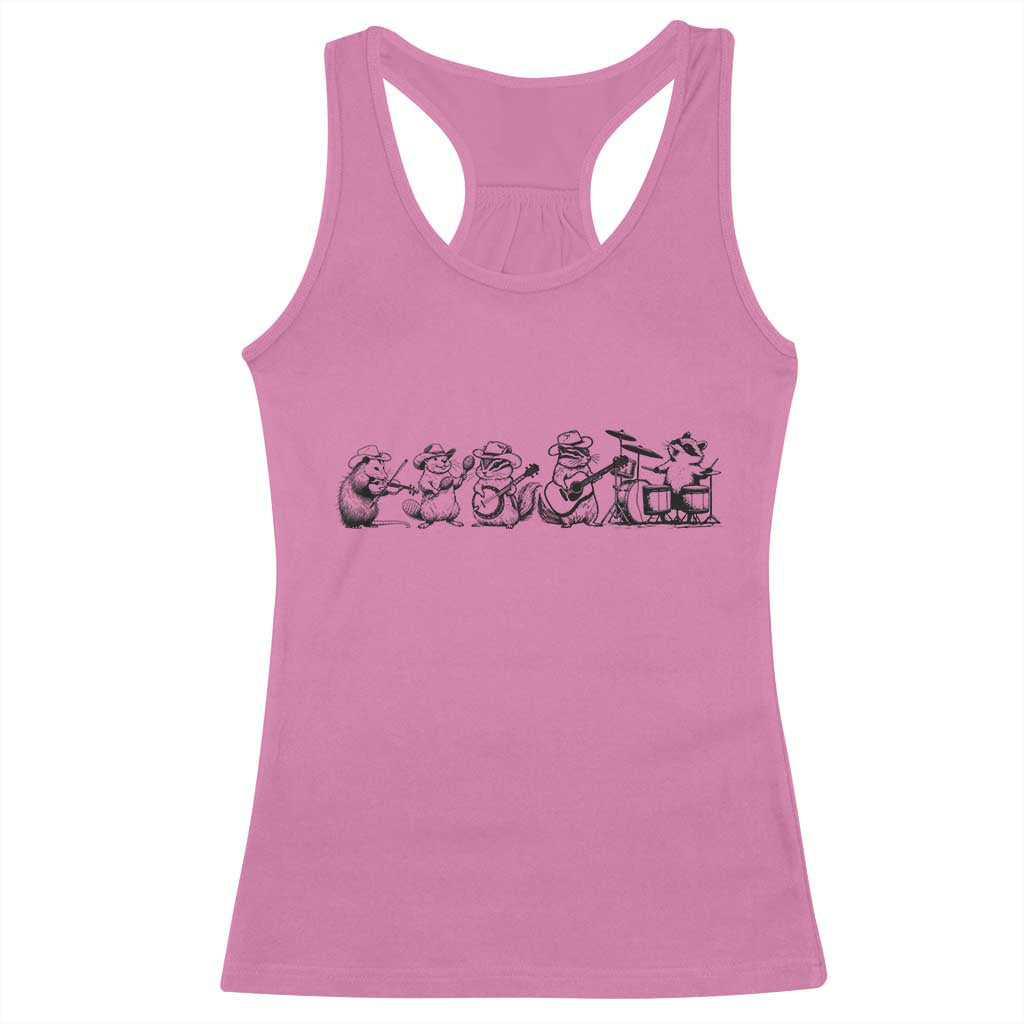 Animal Band Racerback Tank Top Funny Forest Animals Playing Instruments Vintage Music Lovers - Wonder Print Shop
