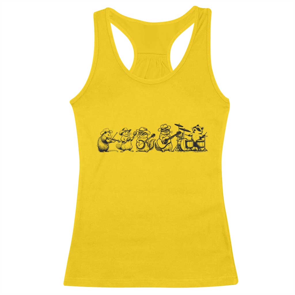 Animal Band Racerback Tank Top Funny Forest Animals Playing Instruments Vintage Music Lovers - Wonder Print Shop