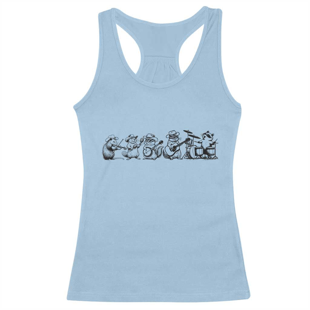 Animal Band Racerback Tank Top Funny Forest Animals Playing Instruments Vintage Music Lovers - Wonder Print Shop