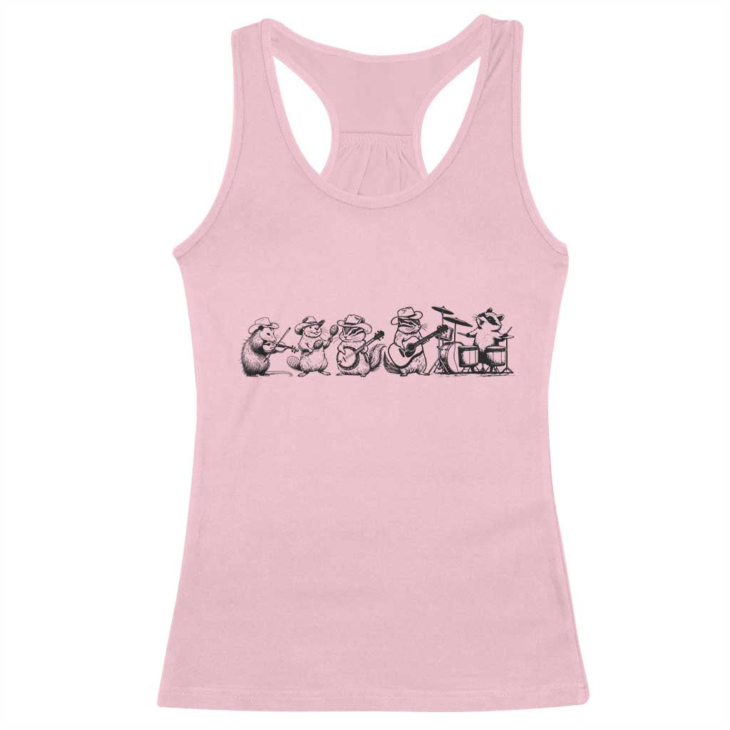Animal Band Racerback Tank Top Funny Forest Animals Playing Instruments Vintage Music Lovers - Wonder Print Shop