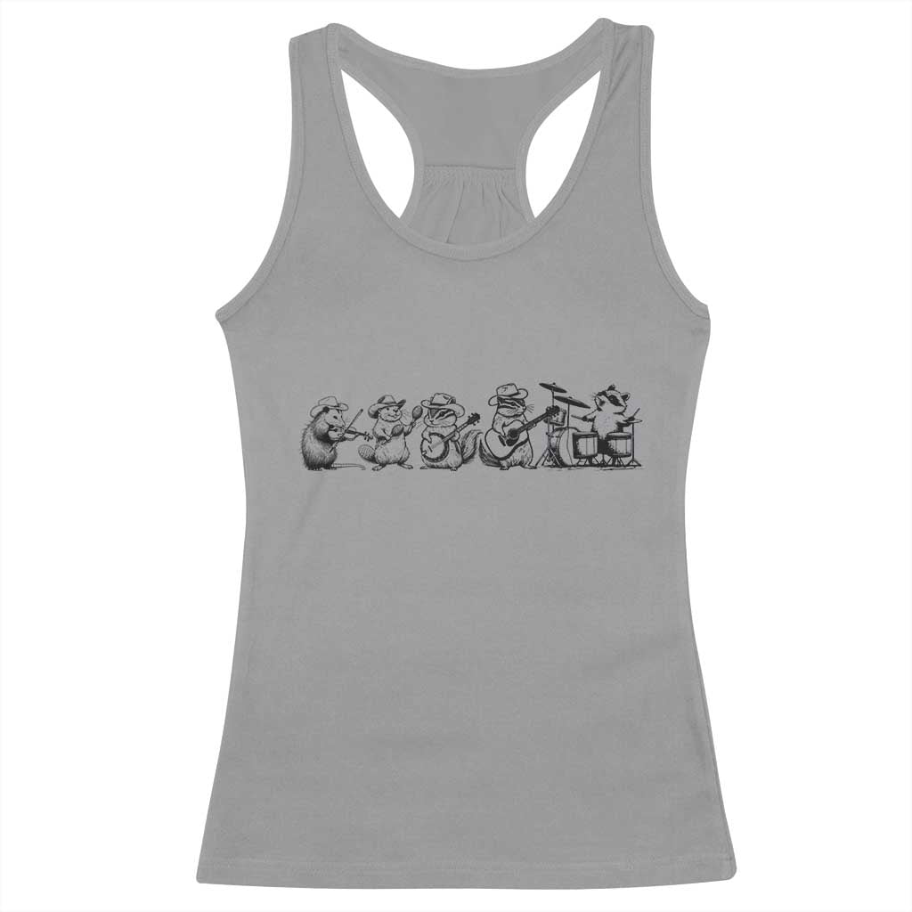 Animal Band Racerback Tank Top Funny Forest Animals Playing Instruments Vintage Music Lovers - Wonder Print Shop