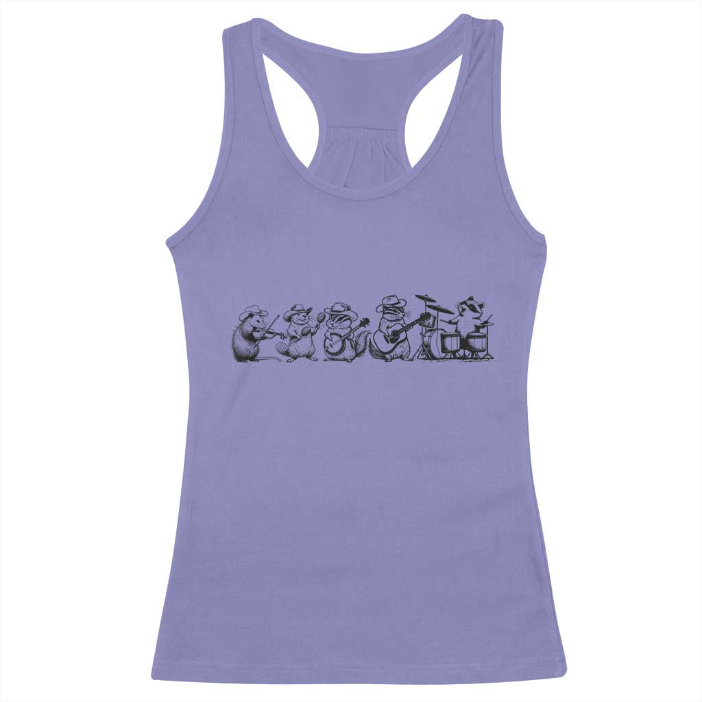 Animal Band Racerback Tank Top Funny Forest Animals Playing Instruments Vintage Music Lovers - Wonder Print Shop