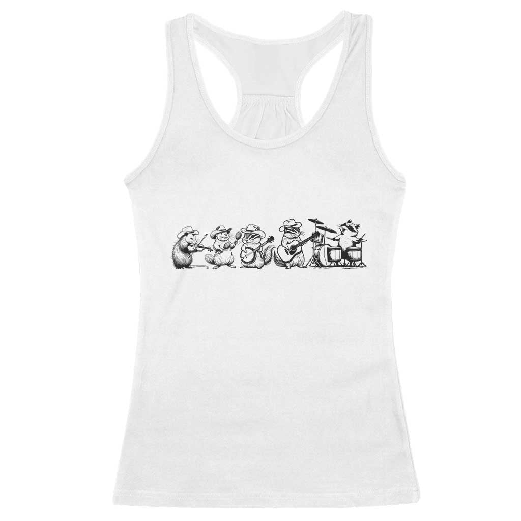 Animal Band Racerback Tank Top Funny Forest Animals Playing Instruments Vintage Music Lovers - Wonder Print Shop