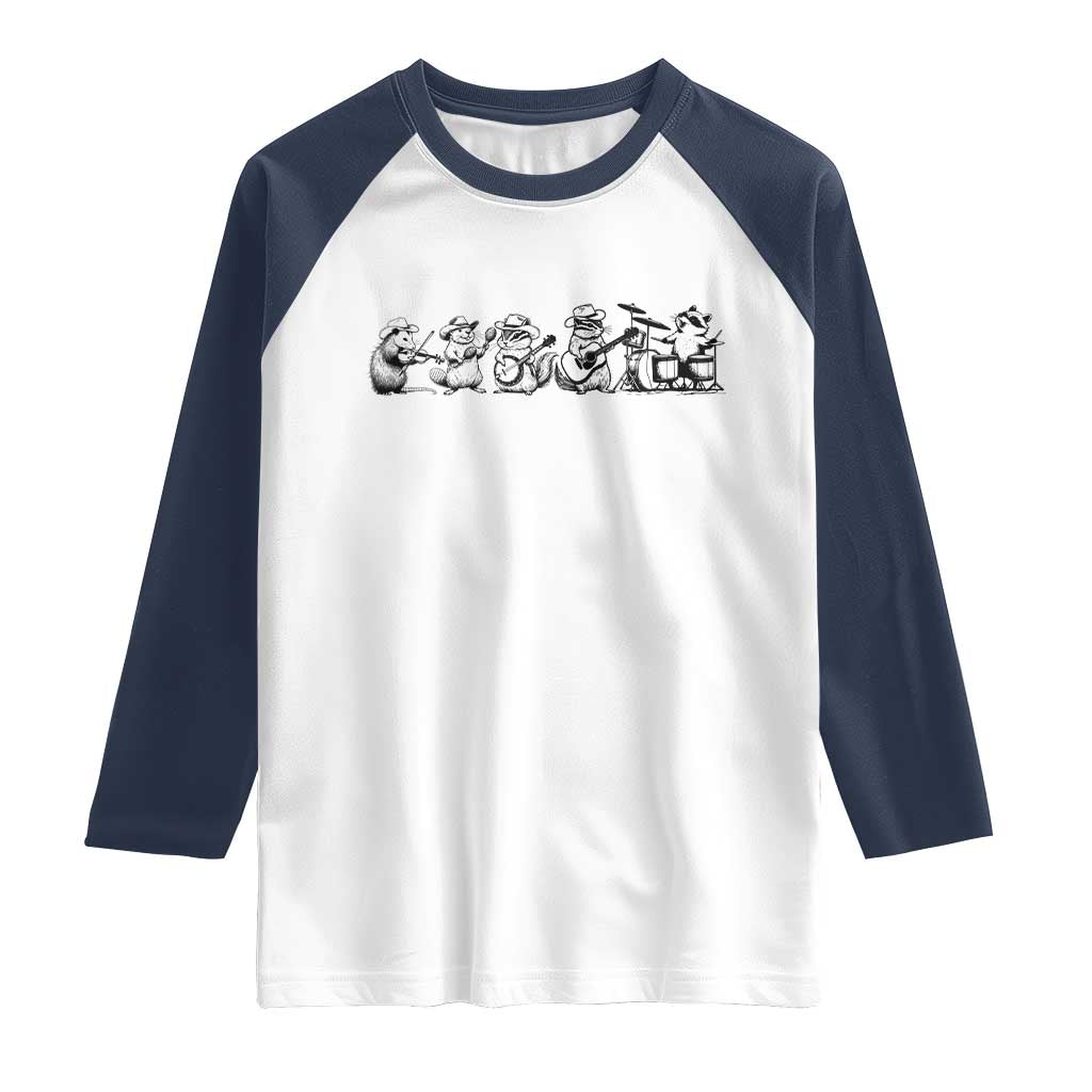 Animal Band Raglan Shirt Funny Forest Animals Playing Instruments Vintage Music Lovers - Wonder Print Shop