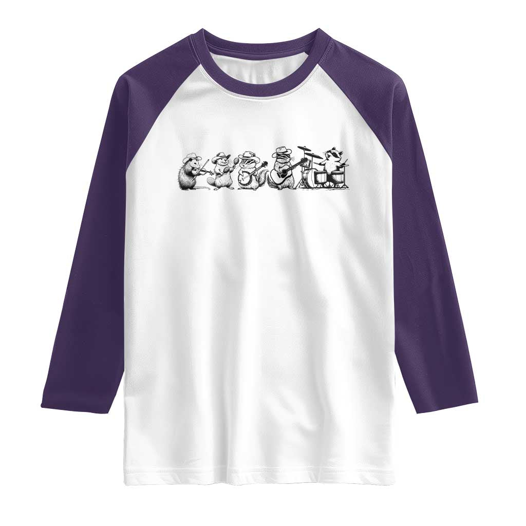 Animal Band Raglan Shirt Funny Forest Animals Playing Instruments Vintage Music Lovers - Wonder Print Shop